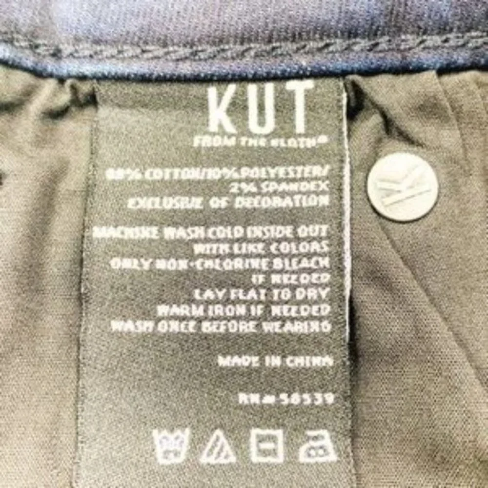 KUT from the Kloth Connie Ankle Skinny Jeans Blue W/ Pink Stripe Raw Hem Size 6